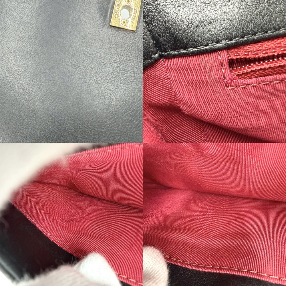 CHANEL シャネル ショルダーバッグ マトラッセ ココマーク チェーンショルダー レザー ブラック 黒 ゴールド金具 レディース【中古品】