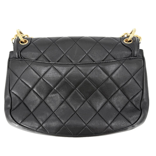 CHANEL シャネル ショルダーバッグ マトラッセ ココマーク チェーンショルダー レザー ブラック 黒 ゴールド金具 レディース【中古品】