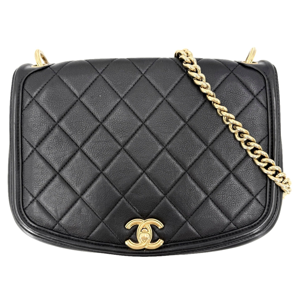 CHANEL シャネル ショルダーバッグ マトラッセ ココマーク チェーンショルダー レザー ブラック 黒 ゴールド金具 レディース【中古品】