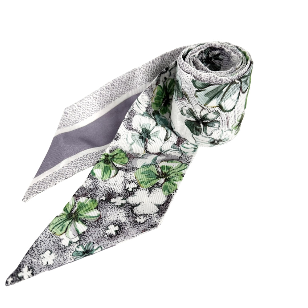 Christian Dior クリスチャンディオール スカーフ ミッツァ 花柄 ファッションアイテム シルク グリーン 緑 グレー レディース【中古品】