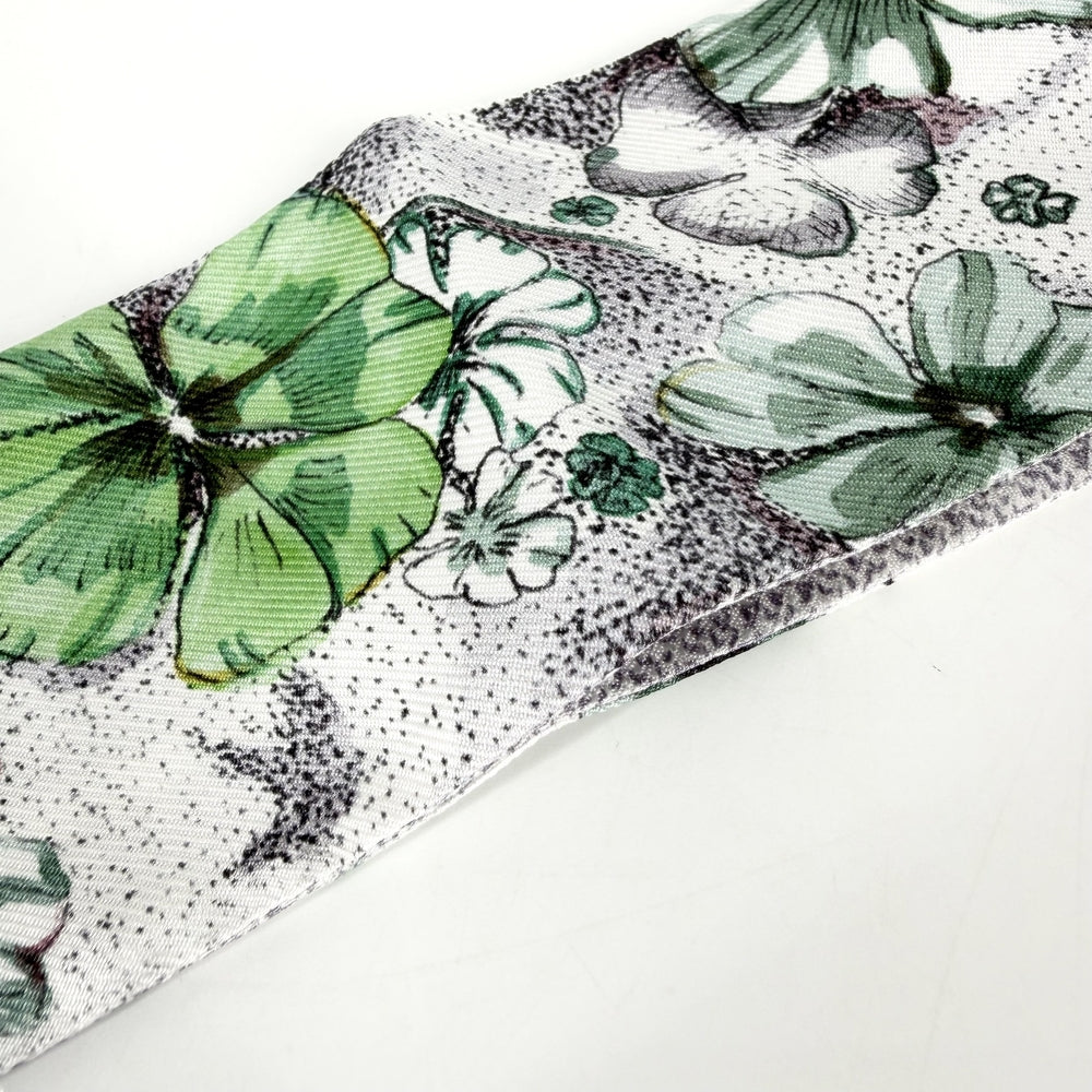 Christian Dior クリスチャンディオール スカーフ ミッツァ 花柄 ファッションアイテム シルク グリーン 緑 グレー レディース【中古品】