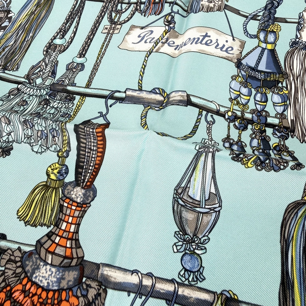 HERMES エルメス スカーフ プチカレ カレ45 PASEMENTERIE 紐飾り シルク ブルー系 レディース【中古品】