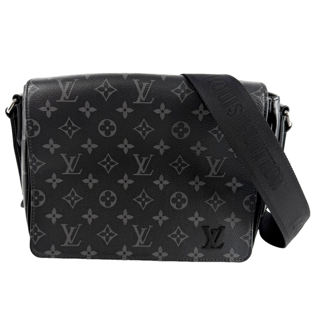 LOUIS VUITTON ルイヴィトン ショルダーバッグ モノグラムエクリプス ディストリクトPM NV3 メッセンジャーバッグ 鞄 かばん M46255 ブラック 黒 シルバー金具 メンズ【中古品】