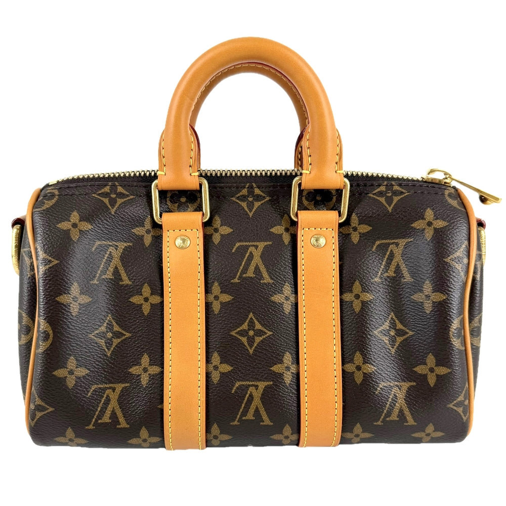 LOUIS VUITTON ルイヴィトン 2WAY キーポル･カーゴ 25 ハンドバッグ ショルダーバッグ M14981 モノグラムキャンバス ブラウン 茶 ゴールド金具 メンズ【中古品】