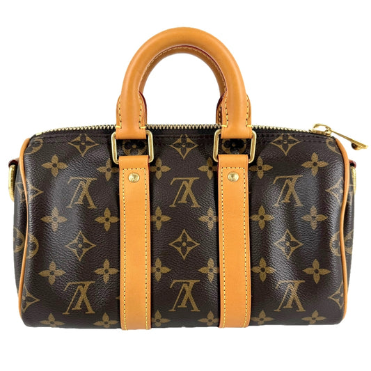 LOUIS VUITTON ルイヴィトン 2WAY キーポル･カーゴ 25 ハンドバッグ ショルダーバッグ M14981 モノグラムキャンバス ブラウン 茶 ゴールド金具 メンズ【中古品】