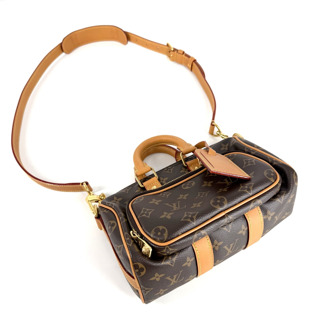 LOUIS VUITTON ルイヴィトン 2WAY キーポル･カーゴ 25 ハンドバッグ ショルダーバッグ M14981 モノグラムキャンバス ブラウン 茶 ゴールド金具 メンズ【中古品】