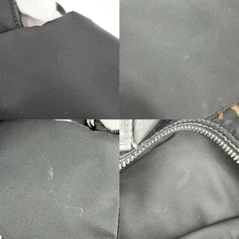 PRADA プラダ 2WAY レオパード ヒョウ柄 ハンド ショルダー トートバッグ B4521V ナイロン ブラック 黒 カーキ シルバー金具 レディース【中古品】