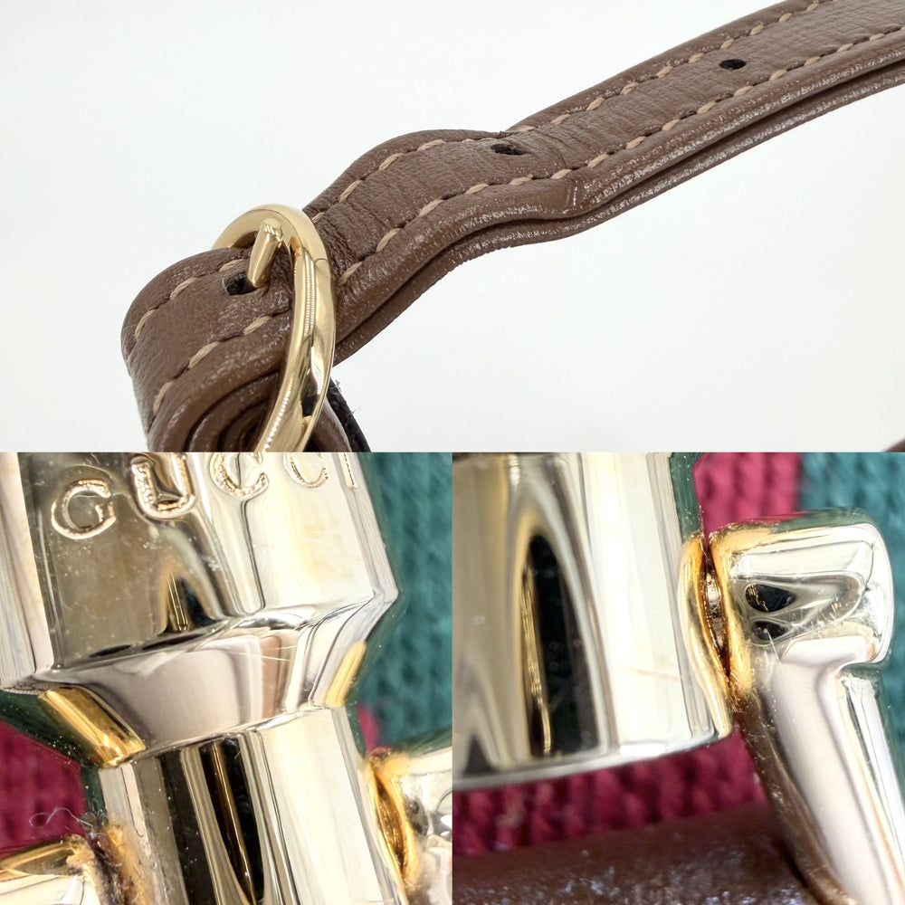 GUCCI グッチ 2WAY ジャッキー1961 ミニホーボーバッグ ハンドバッグ ショルダーバッグ シェリーライン 637092 GGスプリームキャンバス レザー ベージュ ブラウン 茶 ゴールド金具 レディース【中古品】