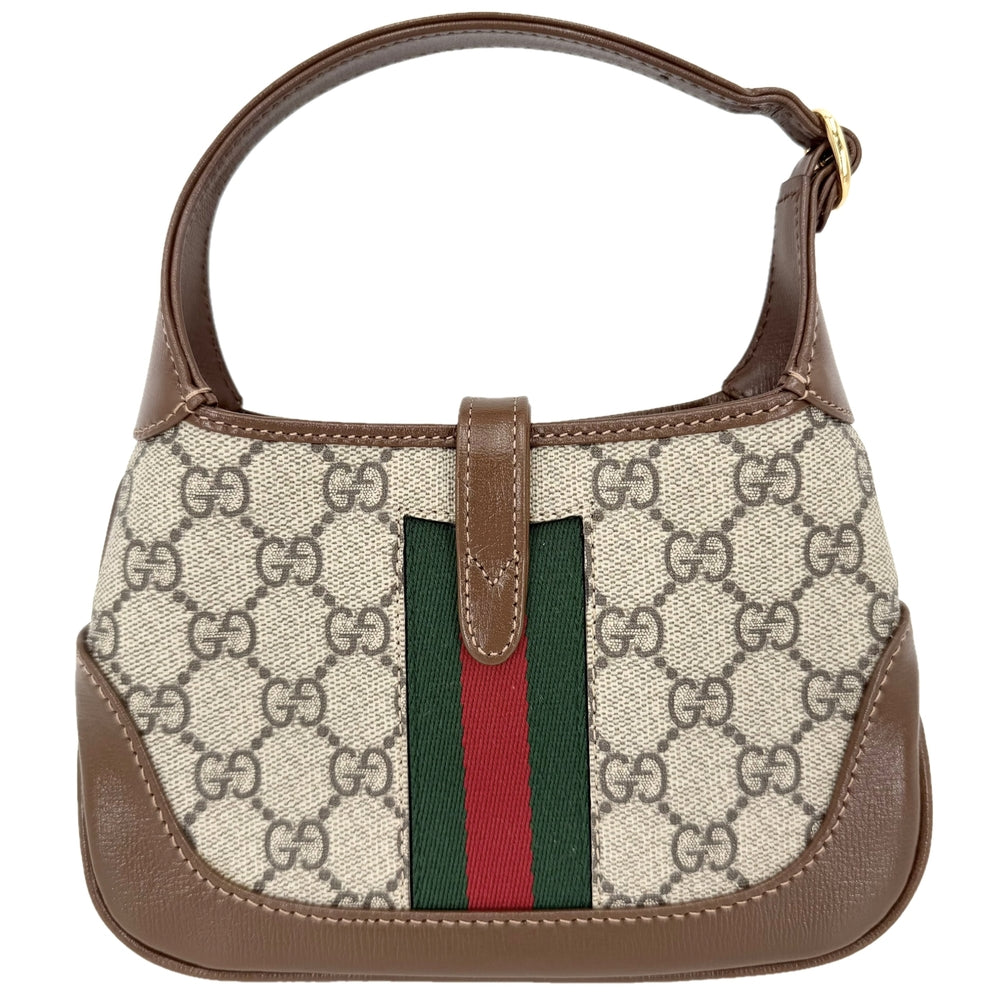 GUCCI グッチ 2WAY ジャッキー1961 ミニホーボーバッグ ハンドバッグ ショルダーバッグ シェリーライン 637092 GGスプリームキャンバス レザー ベージュ ブラウン 茶 ゴールド金具 レディース【中古品】