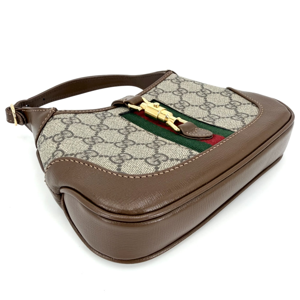 GUCCI グッチ 2WAY ジャッキー1961 ミニホーボーバッグ ハンドバッグ ショルダーバッグ シェリーライン 637092 GGスプリームキャンバス レザー ベージュ ブラウン 茶 ゴールド金具 レディース【中古品】