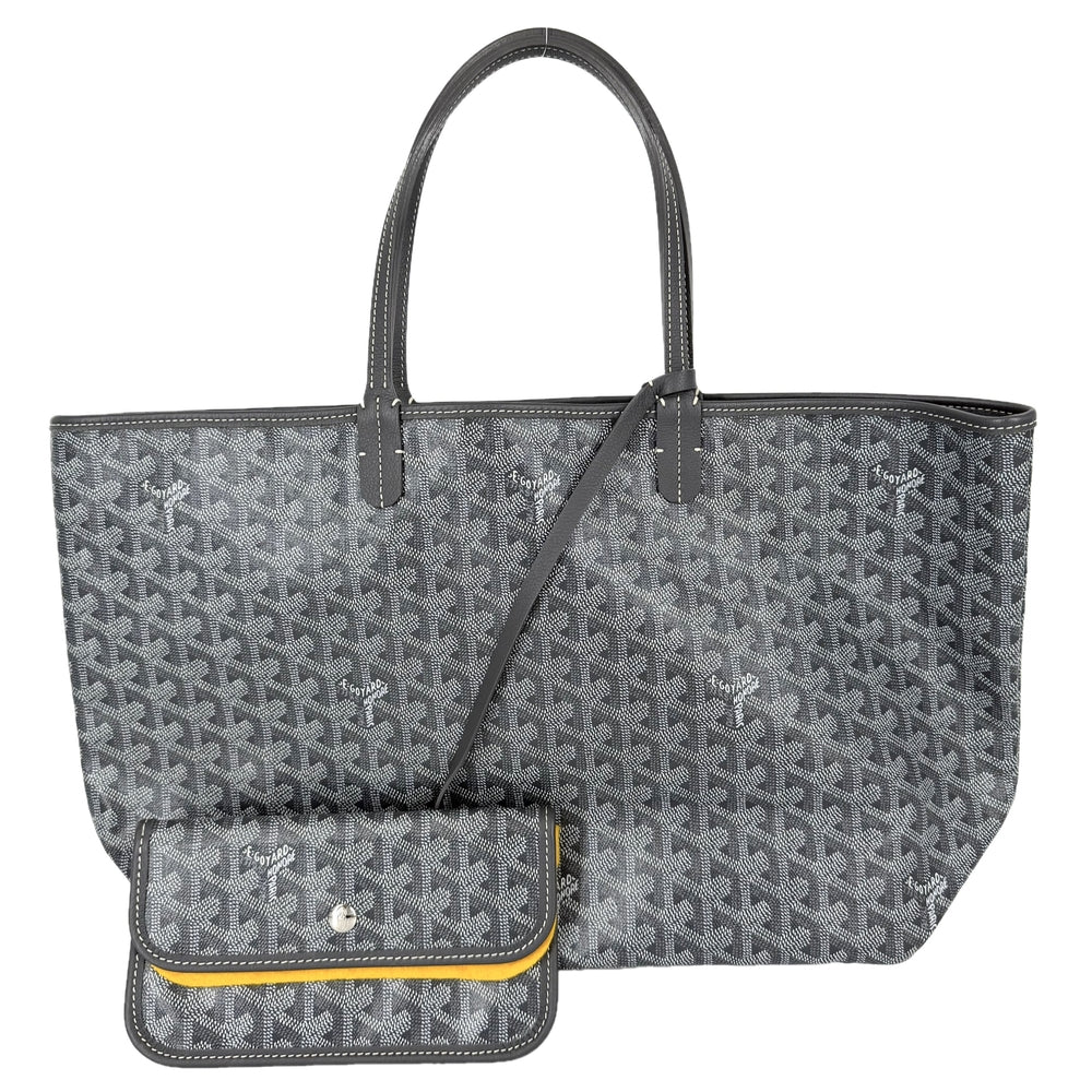 GOYARD ゴヤール トートバッグ サンルイPM ハンドバッグ ポーチ付き コーティングキャンバス レザー グレー シルバー金具 レディース【中古品】