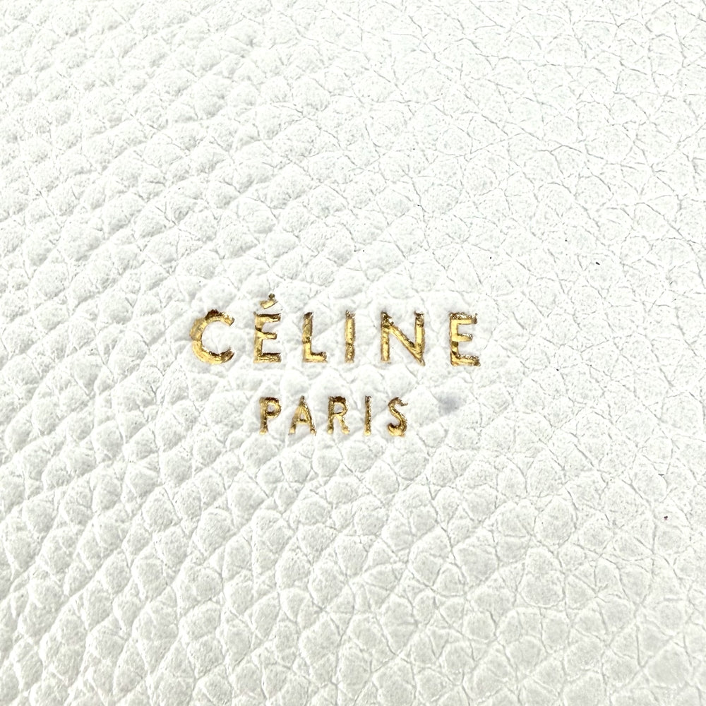 CELINE セリーヌ ショルダーバッグ サングル バケット ワンショルダー かばん 鞄 レザー ホワイト 白 ゴールド金具 レディース【中古品】