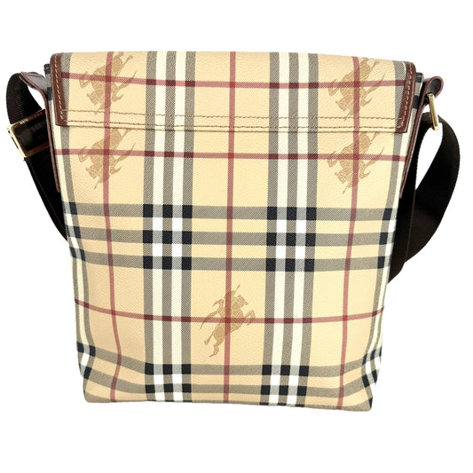 BURBERRY バーバリー ショルダーバッグ ノバチェック PVCコーティングキャンバス レザー ベージュ ゴールド金具 ユニセックス【中古品】
