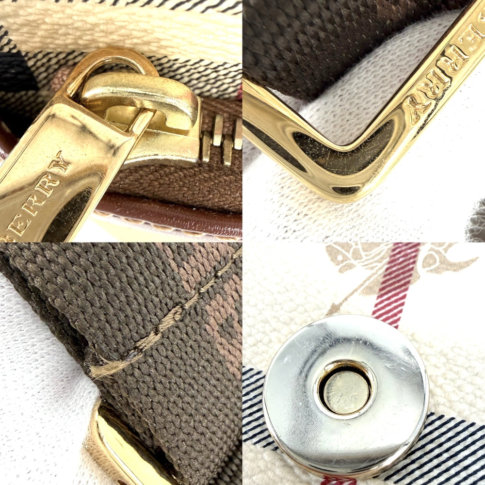BURBERRY バーバリー ショルダーバッグ ノバチェック PVCコーティングキャンバス レザー ベージュ ゴールド金具 ユニセックス【中古品】