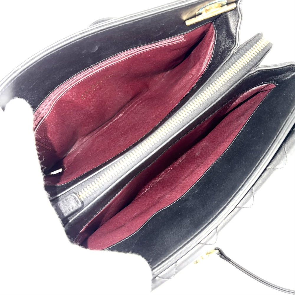 CHANEL シャネル ハンドバッグ シックウィズミー マトラッセ ココマーク レザー ブラック 黒 ゴールド金具 レディース【中古品】