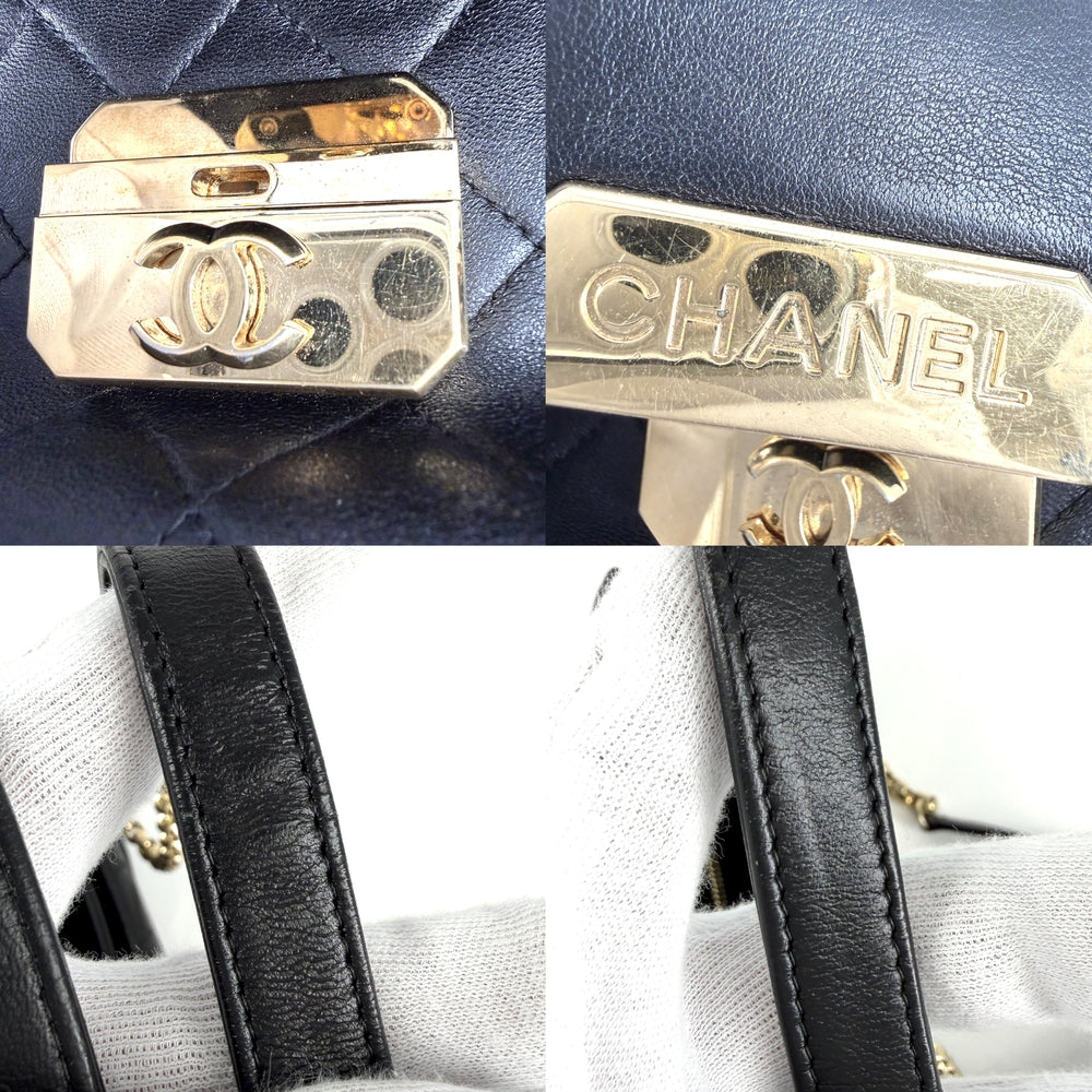 CHANEL シャネル ハンドバッグ シックウィズミー マトラッセ ココマーク レザー ブラック 黒 ゴールド金具 レディース【中古品】