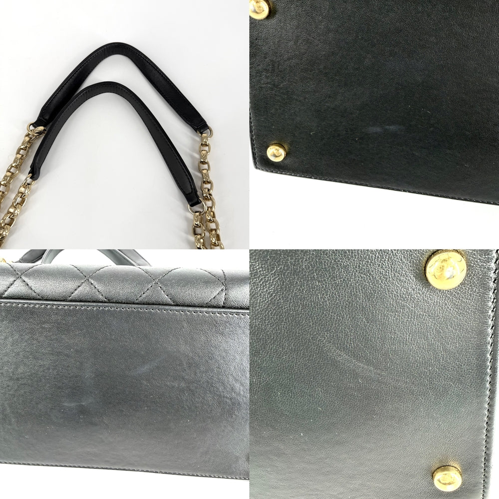 CHANEL シャネル ハンドバッグ シックウィズミー マトラッセ ココマーク レザー ブラック 黒 ゴールド金具 レディース【中古品】