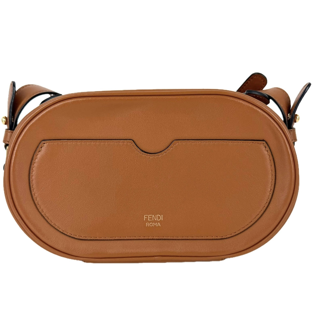 FENDI フェンディ 2WAY オーロック カメラケース ショルダーバッグ ハンドバッグ 8BS058 レザー ブラウン 茶 ゴールド金具 レディース【中古品】