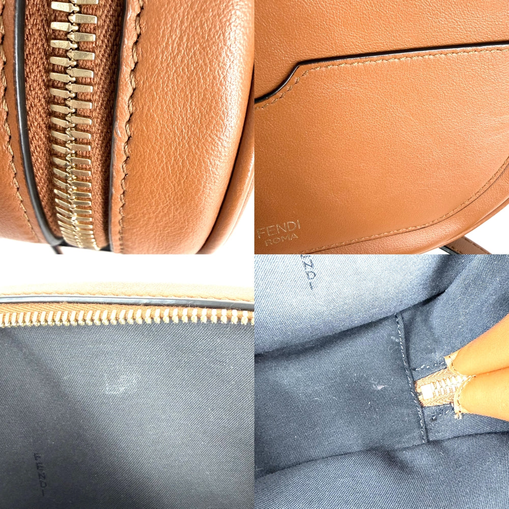 FENDI フェンディ 2WAY オーロック カメラケース ショルダーバッグ ハンドバッグ 8BS058 レザー ブラウン 茶 ゴールド金具 レディース【中古品】