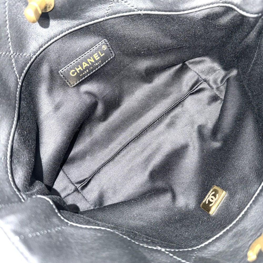 CHANEL シャネル ハンドバッグ スモール ショッピングバッグ ココマーク ターンロック AS6015 レザー ブラック 黒 ゴールド金具 レディース【中古品】