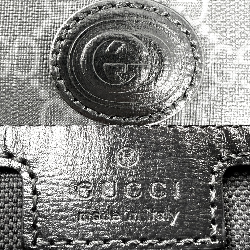 GUCCI グッチ リュック インターロッキングG ミディアムバックパック 696013 GGスプリームキャンバス レザー グレー ブラック 黒 シルバー金具 メンズ【中古品】