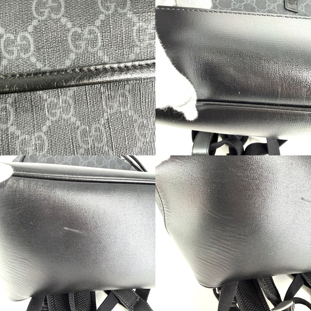GUCCI グッチ リュック インターロッキングG ミディアムバックパック 696013 GGスプリームキャンバス レザー グレー ブラック 黒 シルバー金具 メンズ【中古品】