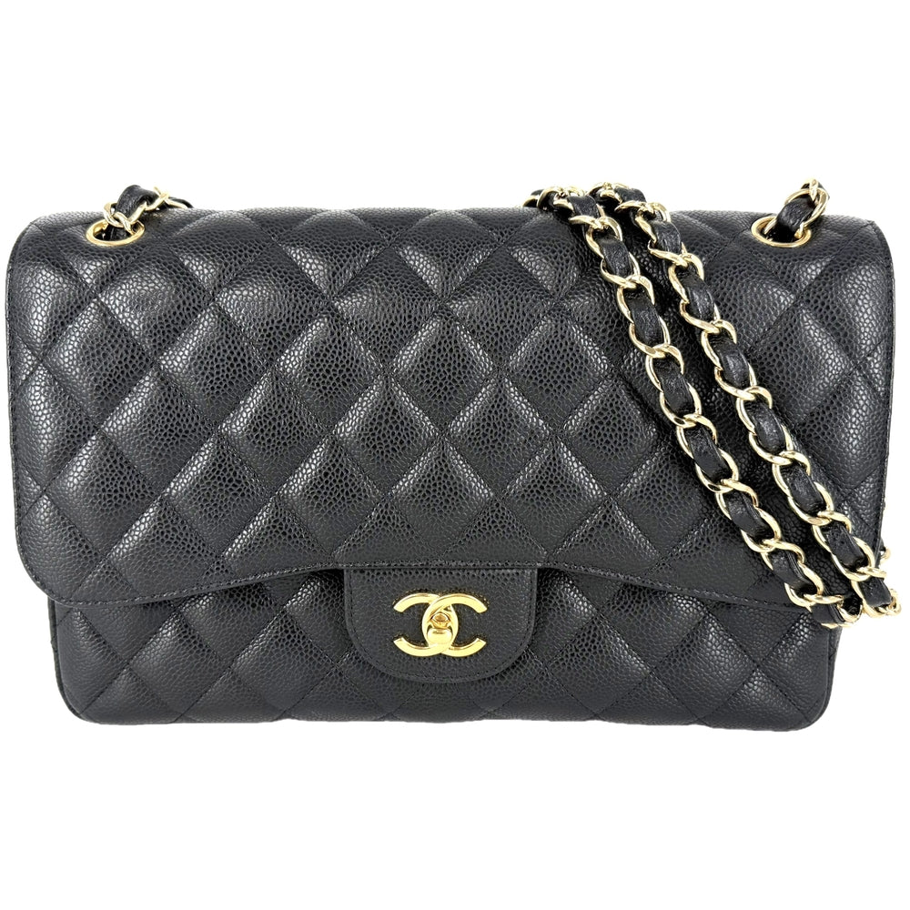 CHANEL シャネル ショルダーバッグ マトラッセ30 デカマトラッセ ダブルチェーン ダブルフラップ ココマーク ターンロック キャビアスキン ブラック 黒 ゴールド金具 レディース【中古品】