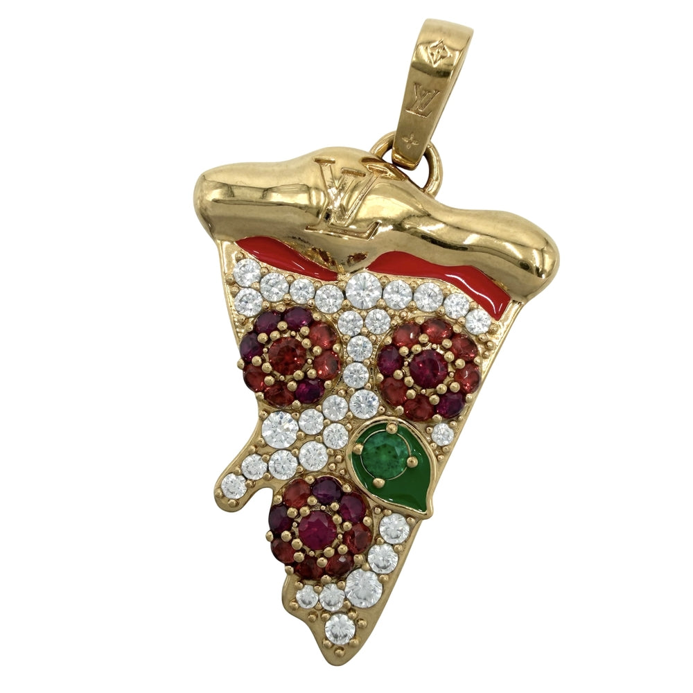 LOUIS VUITTON ルイヴィトン ペンダントトップ LVピザ ミディアムチャーム アクセサリー ラインストーン M03128 レディース 約14.7g【中古品】