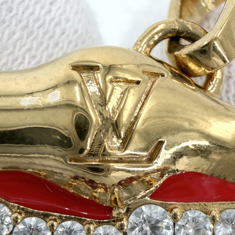 LOUIS VUITTON ルイヴィトン ペンダントトップ LVピザ ミディアムチャーム アクセサリー ラインストーン M03128 レディース 約14.7g【中古品】