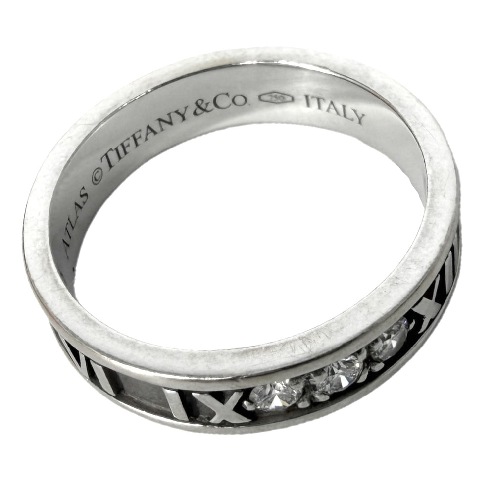 TIFFANY&Co. ティファニー 指輪 アトラス リング ジュエリー アクセサリー Au750 18金WG K18ホワイトゴールド ダイヤモンド 約10.5号 レディース 約3.9g【中古品】