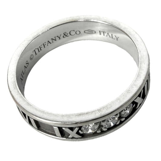 TIFFANY&Co. ティファニー 指輪 アトラス リング ジュエリー アクセサリー Au750 18金WG K18ホワイトゴールド ダイヤモンド 約10.5号 レディース 約3.9g【中古品】