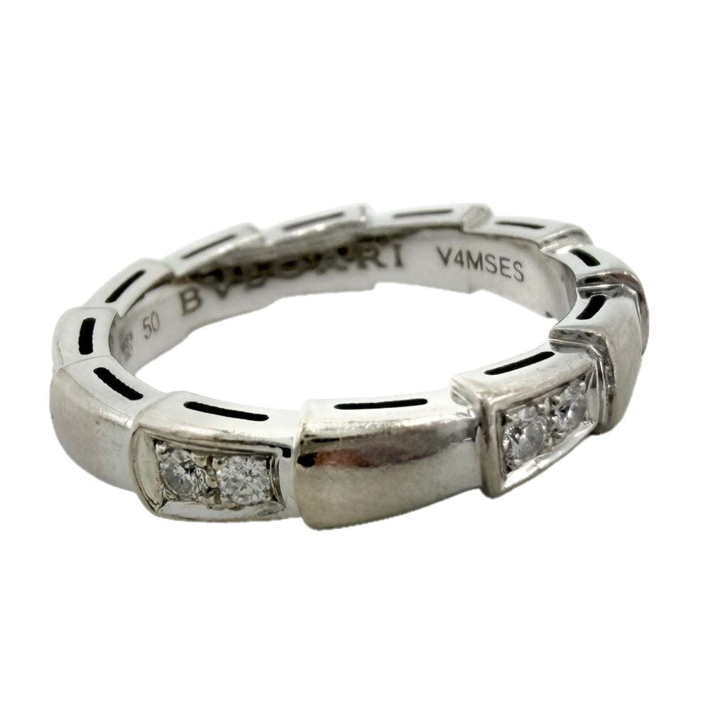 BVLGARI ブルガリ 指輪 セルペンティ ヴァイパー ジュエリー アクセサリー 18金WG Au750 50サイズ K18ホワイトゴールド ダイヤモンド 約10号 レディース 約4.6g【中古品】