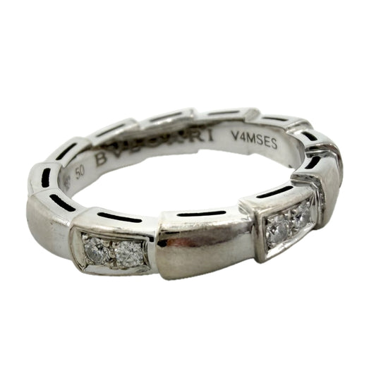 BVLGARI ブルガリ 指輪 セルペンティ ヴァイパー ジュエリー アクセサリー 18金WG Au750 50サイズ K18ホワイトゴールド ダイヤモンド 約10号 レディース 約4.6g【中古品】