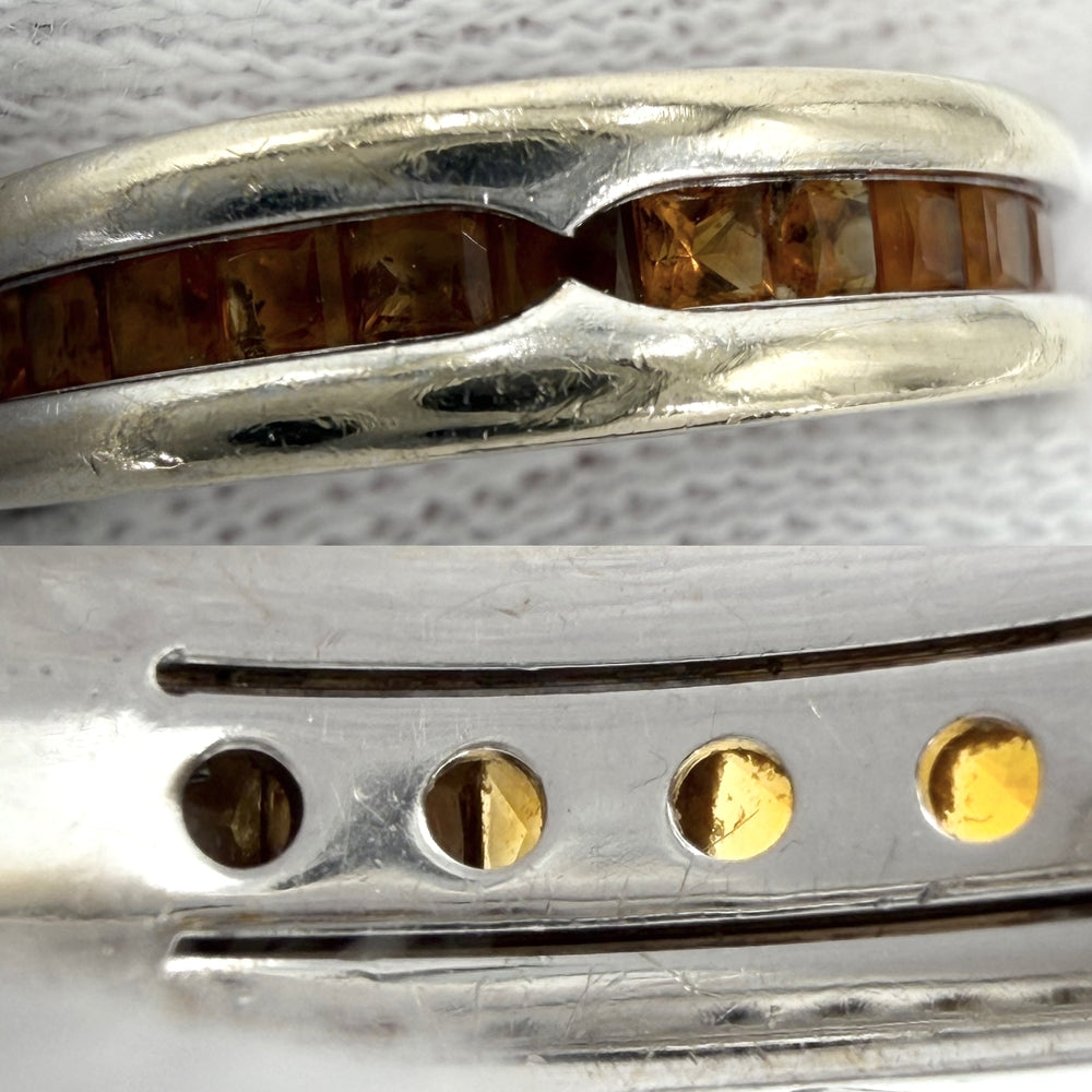 BVLGARI ブルガリ 指輪 ビーゼロワン B-ZERO1 リング 50サイズ 18金WG ジュエリー アクセサリー K18ホワイトゴールド シトリン 約10号 オレンジ シルバー レディース 約7.9g【中古品】