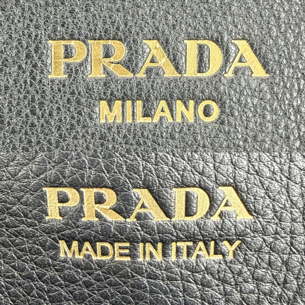 PRADA プラダ ハンドバッグ SOFT GLAIN ミディアム トートバッグ 1BG538 レザー ブラック 黒 シルバー金具 レディース【中古品】