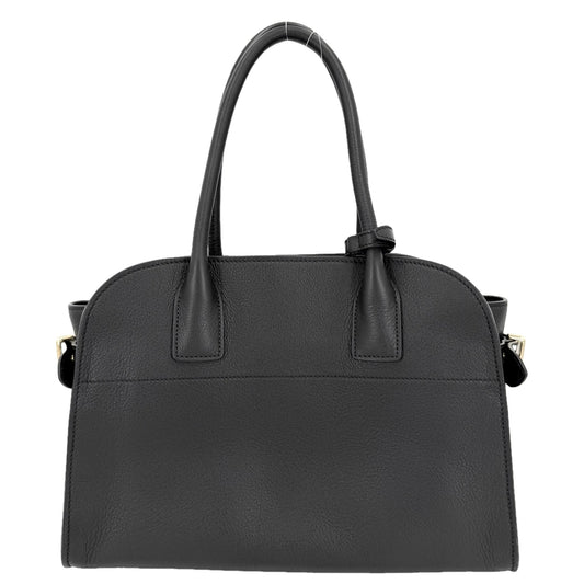 PRADA プラダ ハンドバッグ SOFT GLAIN ミディアム トートバッグ 1BG538 レザー ブラック 黒 シルバー金具 レディース【中古品】