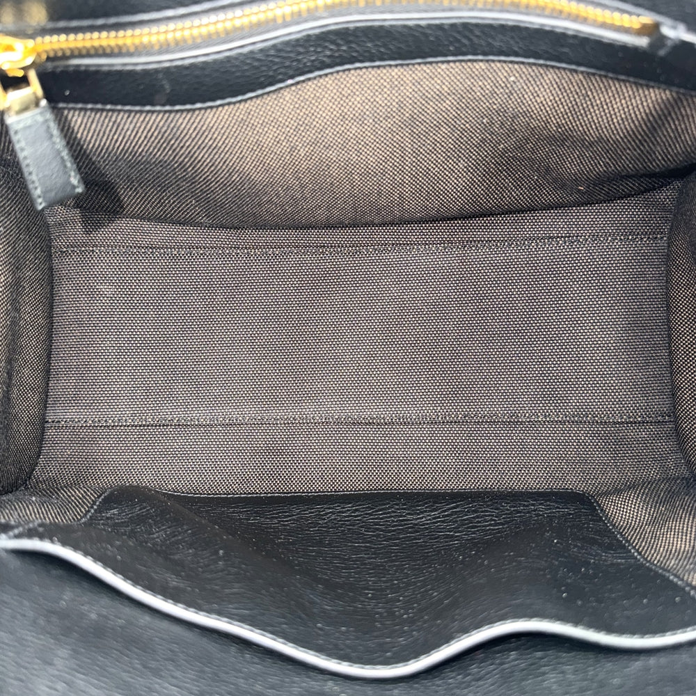 PRADA プラダ ハンドバッグ SOFT GLAIN ミディアム トートバッグ 1BG538 レザー ブラック 黒 シルバー金具 レディース【中古品】