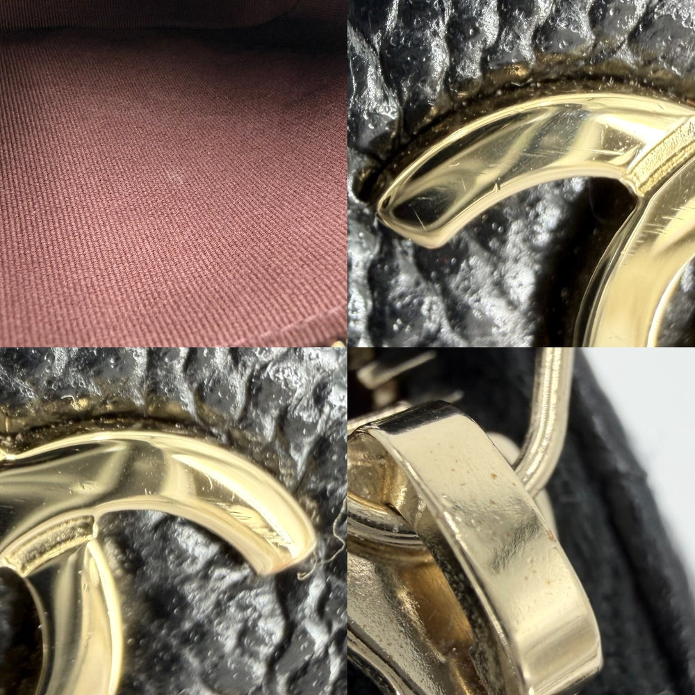CHANEL シャネル ショルダーバッグ マトラッセ チェーンショルダー ポシェット ミニバッグ ココマーク キャビアスキン ブラック 黒 ゴールド金具 レディース【中古品】