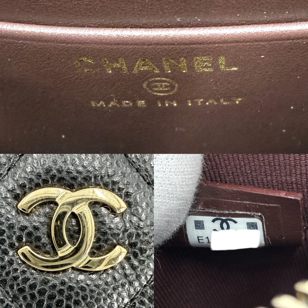 CHANEL シャネル ショルダーバッグ マトラッセ チェーンショルダー ポシェット ミニバッグ ココマーク キャビアスキン ブラック 黒 ゴールド金具 レディース【中古品】