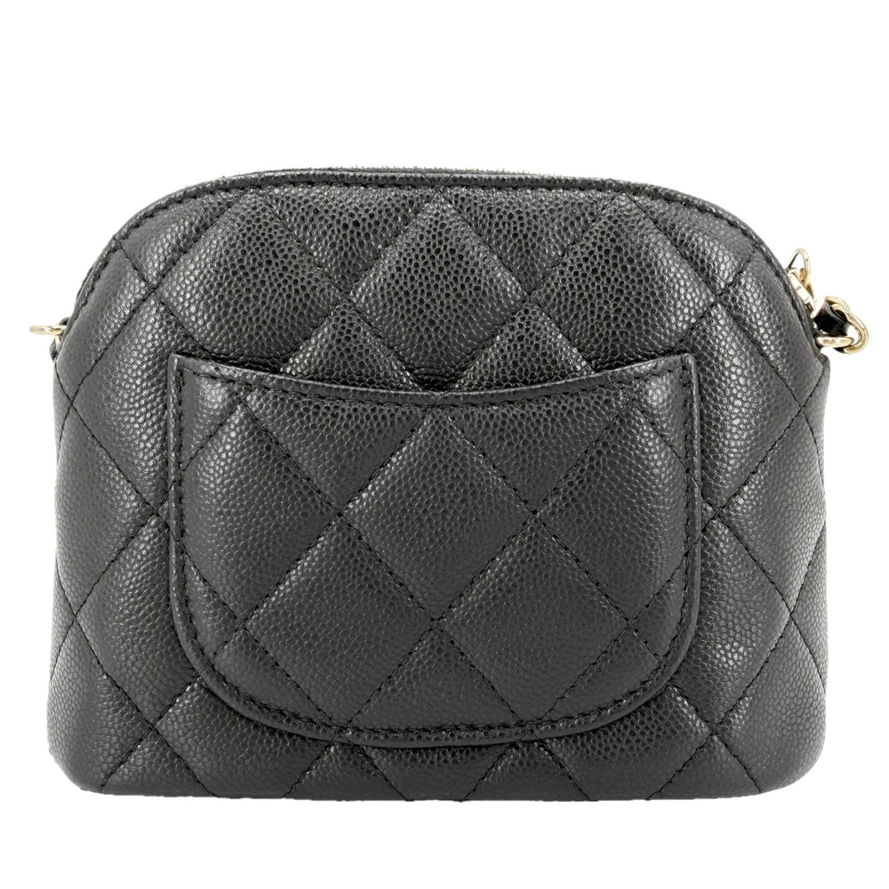 CHANEL シャネル ショルダーバッグ マトラッセ チェーンショルダー ポシェット ミニバッグ ココマーク キャビアスキン ブラック 黒 ゴールド金具 レディース【中古品】