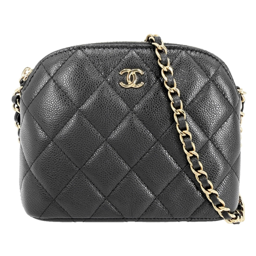 CHANEL シャネル ショルダーバッグ マトラッセ チェーンショルダー ポシェット ミニバッグ ココマーク キャビアスキン ブラック 黒 ゴールド金具 レディース【中古品】