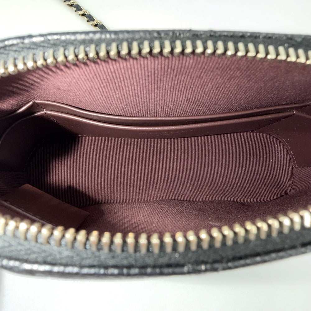 CHANEL シャネル ショルダーバッグ マトラッセ チェーンショルダー ポシェット ミニバッグ ココマーク キャビアスキン ブラック 黒 ゴールド金具 レディース【中古品】
