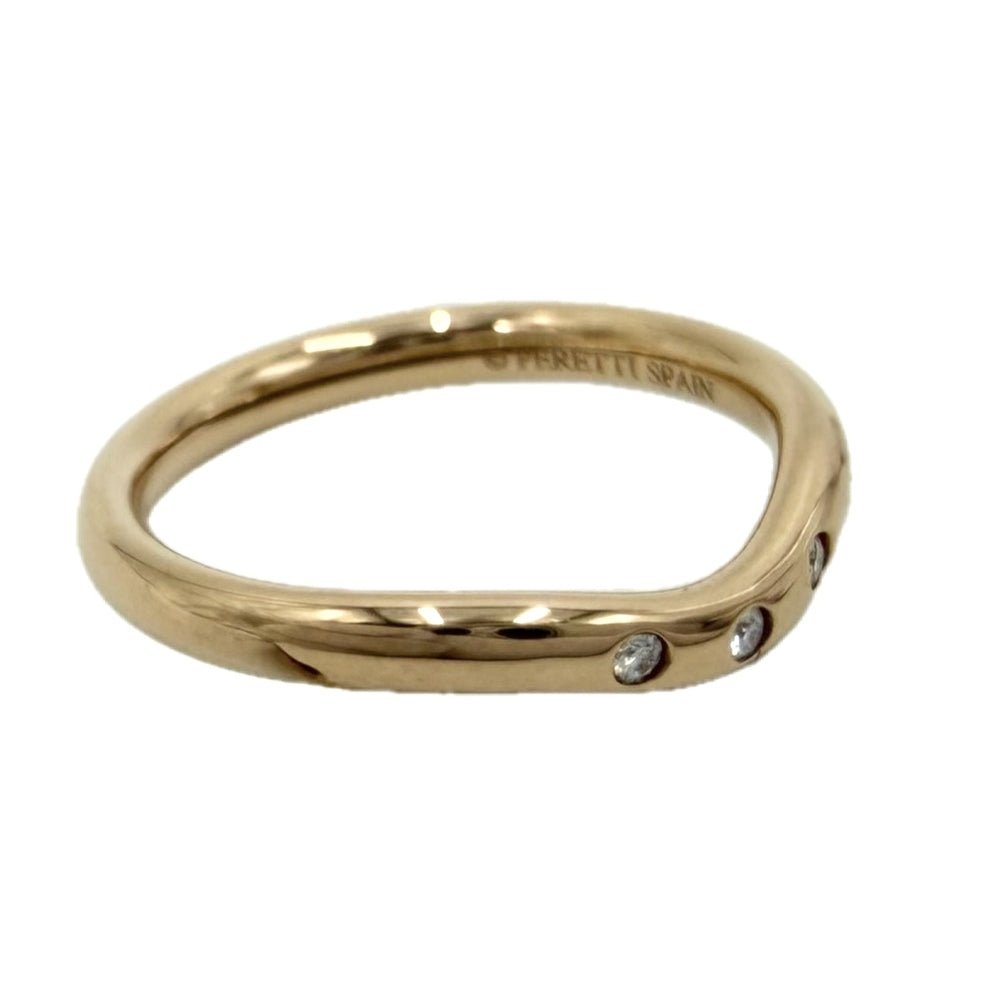 TIFFANY&Co. ティファニー 指輪 カーブドバンドリング ジュエリー アクセサリー 18金PG Au750 K18ピンクゴールド ダイヤモンド 約7.5号 レディース 約2.6g【中古品】