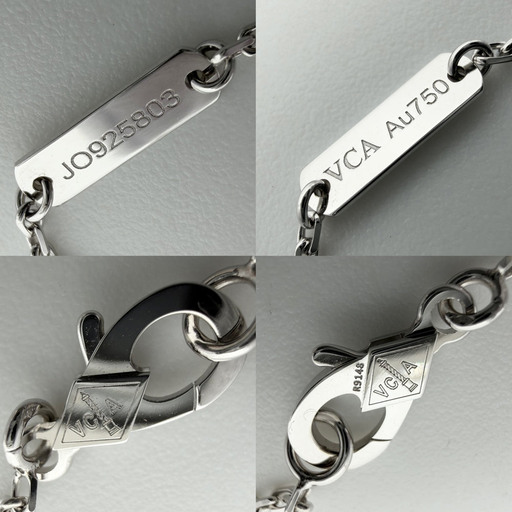 Van Cleef & Arpels ヴァンクリーフ＆アーペル ネックレス ヴィンテージアルハンブラ ジュエリー K18ホワイトゴールド カルセドニー VCARD34900 ライトブルー レディース 約5.4g【中古品】
