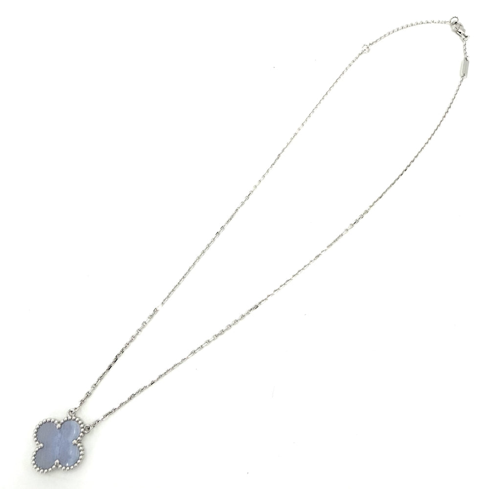 Van Cleef & Arpels ヴァンクリーフ＆アーペル ネックレス ヴィンテージアルハンブラ ジュエリー K18ホワイトゴールド カルセドニー VCARD34900 ライトブルー レディース 約5.4g【中古品】