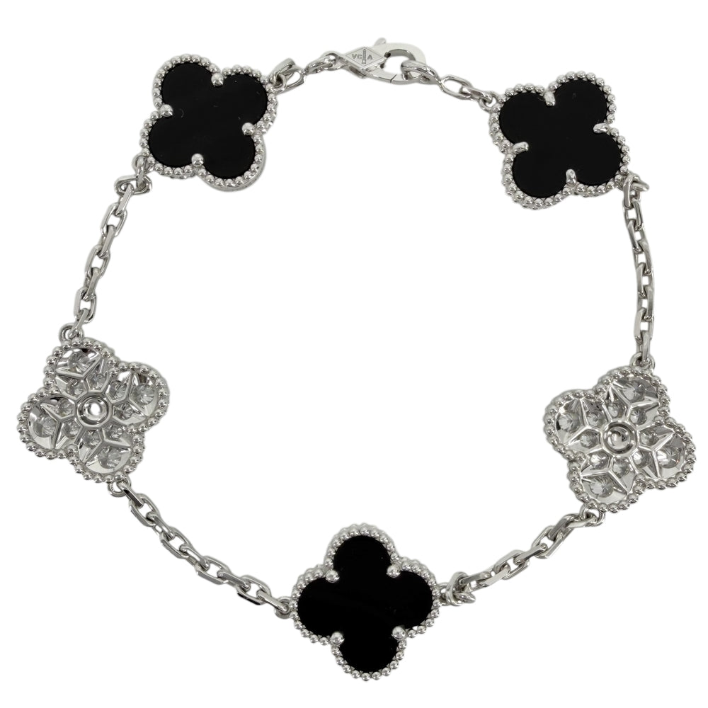 Van Cleef & Arpels ヴァンクリーフ＆アーペル ブレスレット 5モチーフ ヴィンテージ アルハンブラ K18ホワイトゴールド ダイヤモンド VCARP2R900 レディース 約12.0g【中古品】