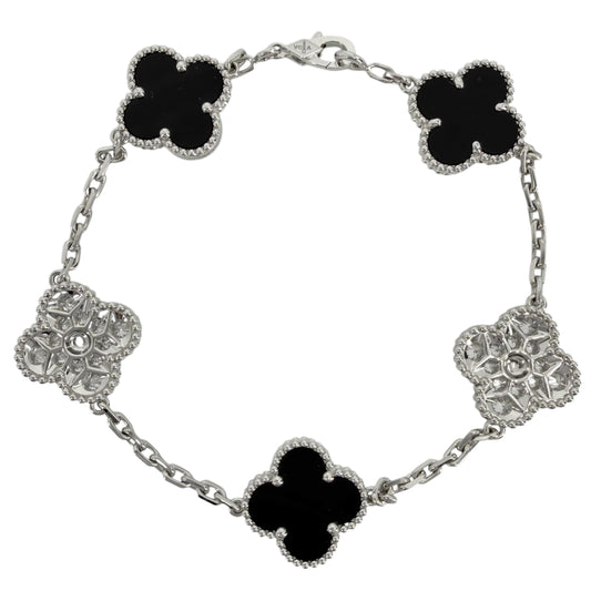 Van Cleef & Arpels ヴァンクリーフ＆アーペル ブレスレット 5モチーフ ヴィンテージ アルハンブラ K18ホワイトゴールド ダイヤモンド VCARP2R900 レディース 約12.0g【中古品】
