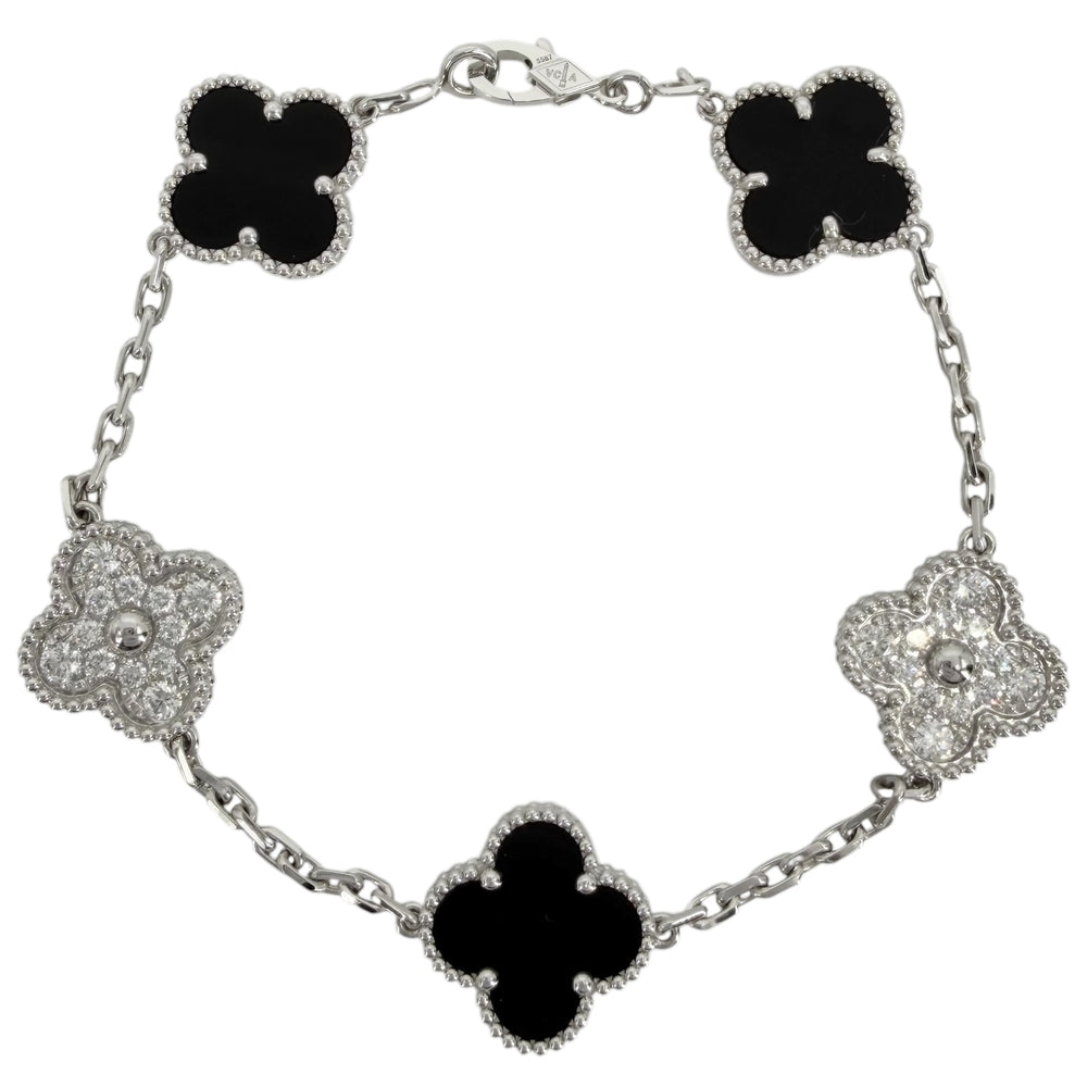 Van Cleef & Arpels ヴァンクリーフ＆アーペル ブレスレット 5モチーフ ヴィンテージ アルハンブラ K18ホワイトゴールド ダイヤモンド VCARP2R900 レディース 約12.0g【中古品】