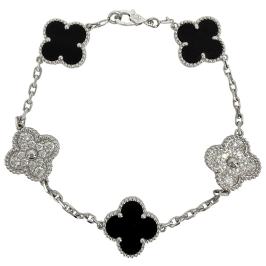 Van Cleef & Arpels ヴァンクリーフ＆アーペル ブレスレット 5モチーフ ヴィンテージ アルハンブラ K18ホワイトゴールド ダイヤモンド VCARP2R900 レディース 約12.0g【中古品】