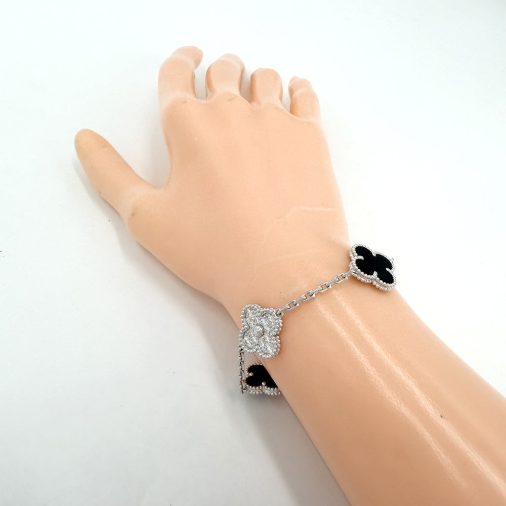 Van Cleef & Arpels ヴァンクリーフ＆アーペル ブレスレット 5モチーフ ヴィンテージ アルハンブラ K18ホワイトゴールド ダイヤモンド VCARP2R900 レディース 約12.0g【中古品】